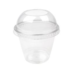 Pote PET Cristal 270ml com Tampa Bolha PET Cristal 92mm com Furo Largo