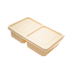 Bandeja Biobase 2 Compartimentos Retangular 500ml - 450ml com tampa 200 unidades