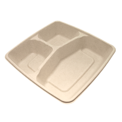 Bandeja Fibra Vegetal 3 Compartimentos 1400ml caixa 300 unidades