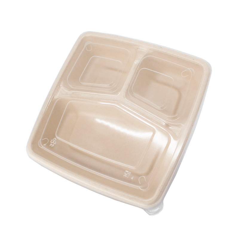 Bandeja-Fibra-Vegetal-3-Compartimentos-1400ml-com-Tampa-PP-Reciclavel