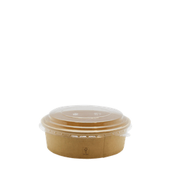 Kraft Wide Salad Bowl FSC 500ml com Tampa PET-Cristal Reciclável