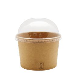 Kraft Bowl Reforçado FSC 550ml com Tampa Bolha PET Cristal Reciclável