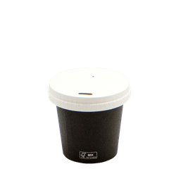 Copo de Papel Preto 110ml - FSC - Parede Simples com Tampa de Papel FNS 62mm