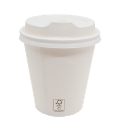 Copo de Papel Branco 350ml - FSC - Parede Simples com Tampa Comfort PS Branca 90mm