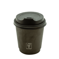 Copo de Papel Preto 200ml - FSC - Parede Dupla com Tampa Comfort PS Preta 73mm